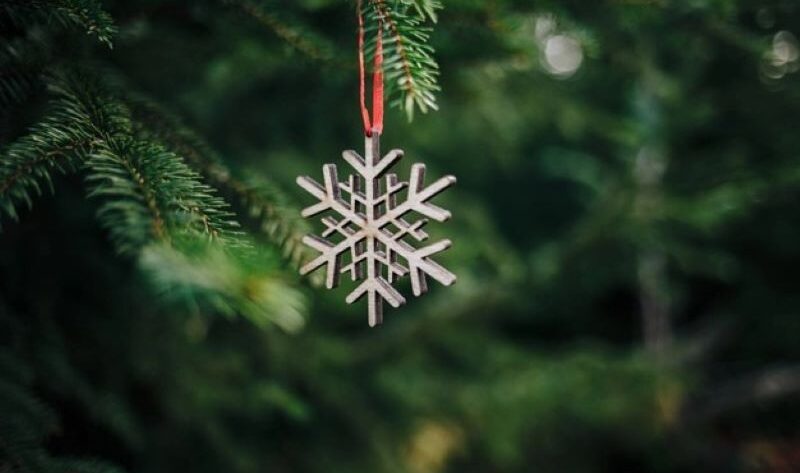 closeup wooden snowflake