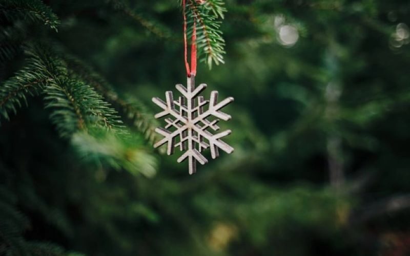 closeup wooden snowflake